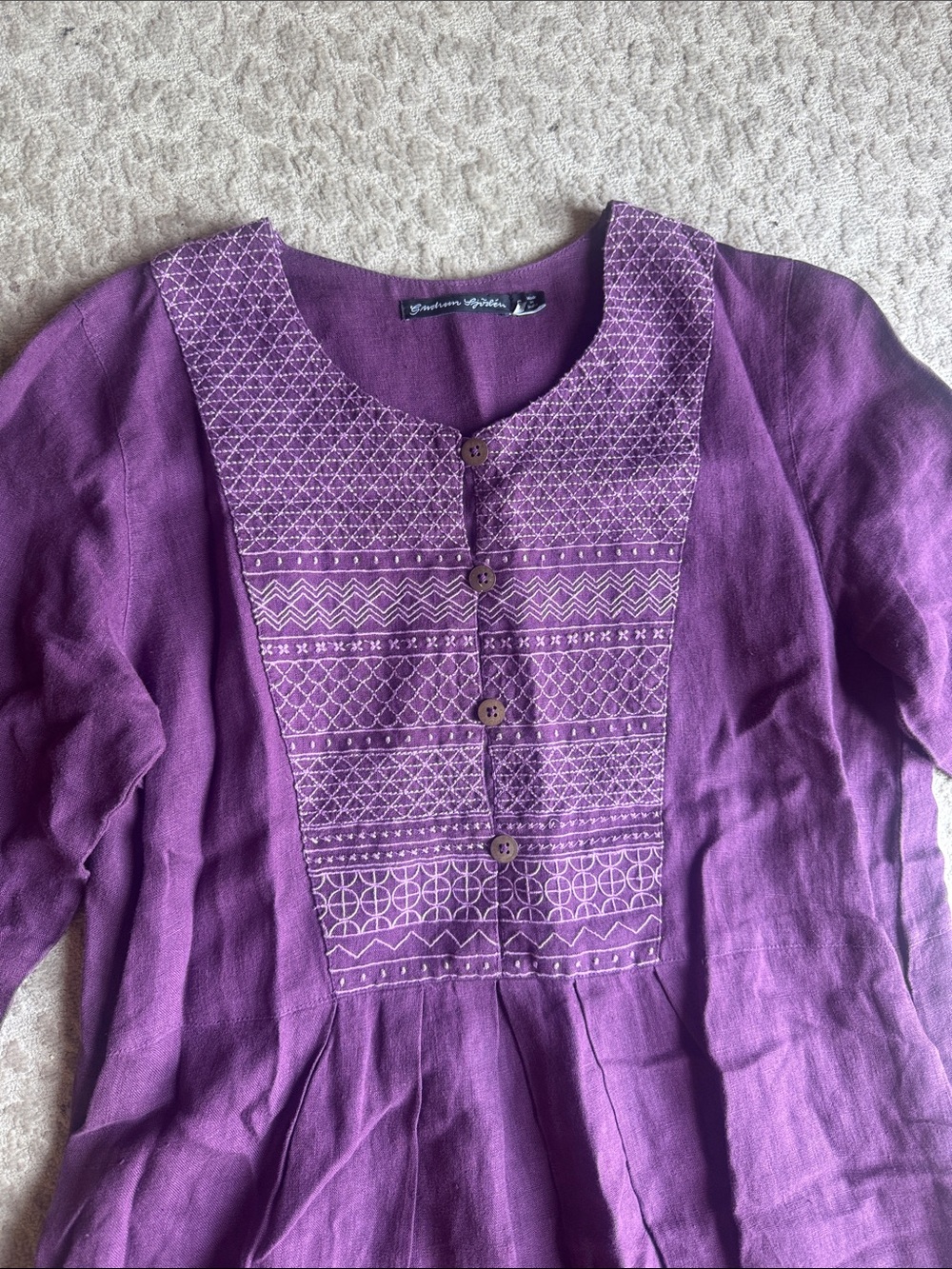 NWOT Gudrun Sjoden Korinth 100% Linen Embroidered Lagenlook Midi Dress, size S - Picture 6 of 8